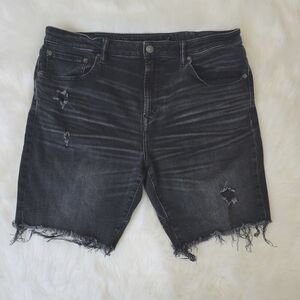 American Eagle Jeans Airflex+ Bermuda Shorts Distressed Stretch Black